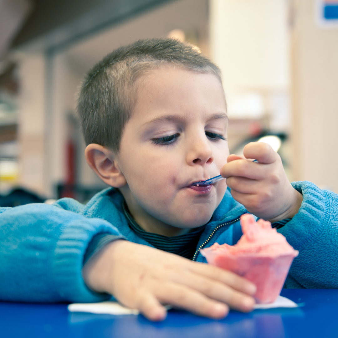 eating ice cream